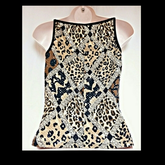 Forever 21 Animal Print Sequinned Top Size Medium - Picture 2 of 4